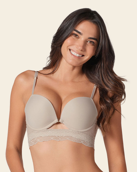 Brasier doble realce con escote profundo en espalda Sexy Back#color_802-cafe-claro