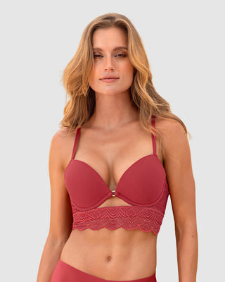 Brasier doble realce con escote profundo en espalda Sexy Back#color_391-rojo-coral