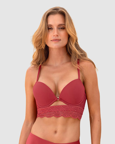 Brasier doble realce con escote profundo en espalda Sexy Back#color_391-rojo-coral