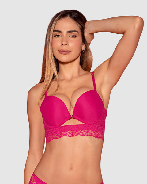 Brasier doble realce con escote profundo en espalda Sexy Back#color_478-fucsia