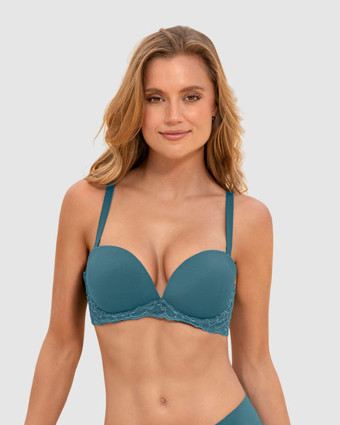 Brasier triple realce efecto 3D escote profundo#color_b71-turquesa