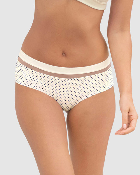 Panty cachetero con franja transparente decorativa#color_a30-marfil-estampado-puntos