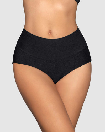 Panty clásico tiro alto de control fuerte de abdomen#color_700-negro