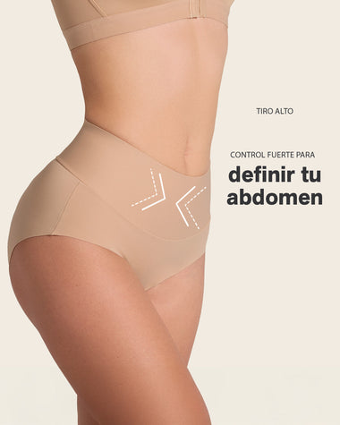 Panty hípster tiro alto de control fuerte de abdomen#color_801-cafe-medio