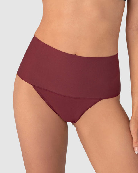 Panty faja brasilera con fajón ancho de control fuerte tiro alto#color_382-vino