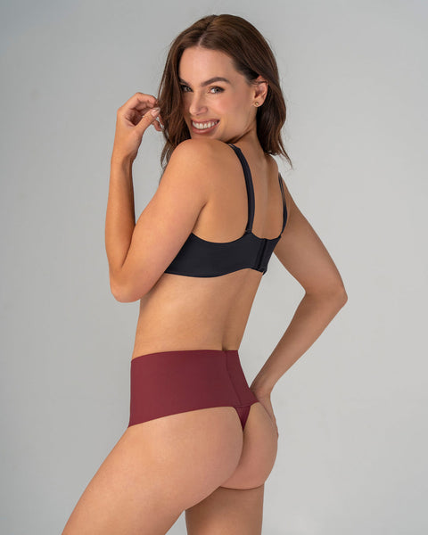 Panty faja brasilera con fajón ancho de control fuerte tiro alto#color_382-vino