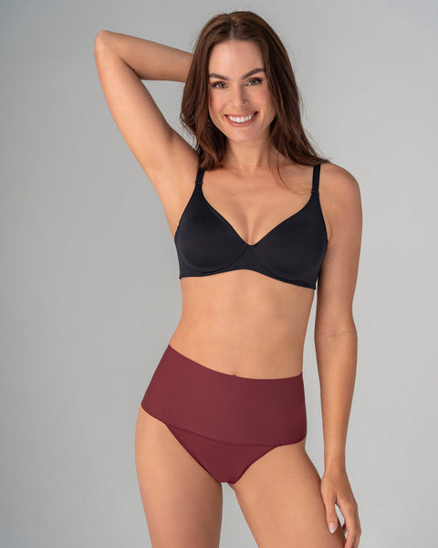 Panty faja brasilera con fajón ancho de control fuerte tiro alto#color_382-vino