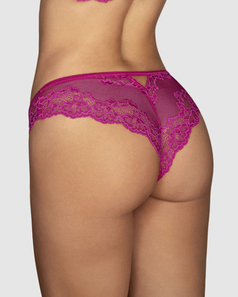 Panty cachetero en encaje y tul increíblemente sexy#color_946-fucsia