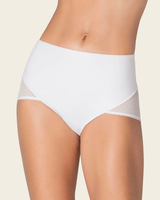 Panty clásico de control fuerte en abdomen, glúteos en tul#color_000-blanco