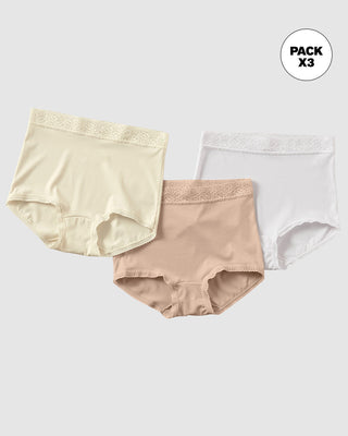 Paquete x 3 panties clásicos con toques de encaje#color_s06-beige-white-nude