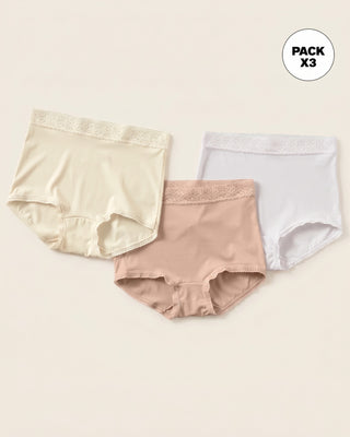 Paquete x 3 panties clásicos con toques de encaje#color_s06-beige-blanco-marfil
