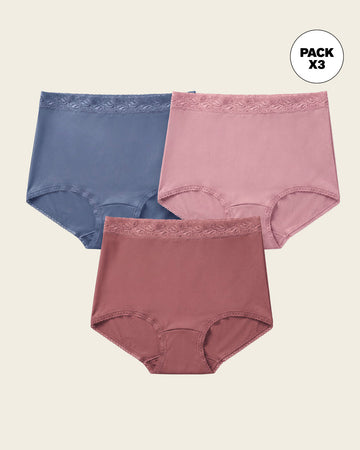 Paquete x 3 panties clásicos con toques de encaje#color_s14-azul-rosa-vino
