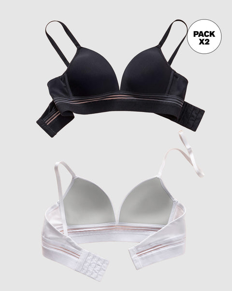 Paquete x 2 brasieres ultracómodos y suaves al tacto#color_s01-blanco-negro