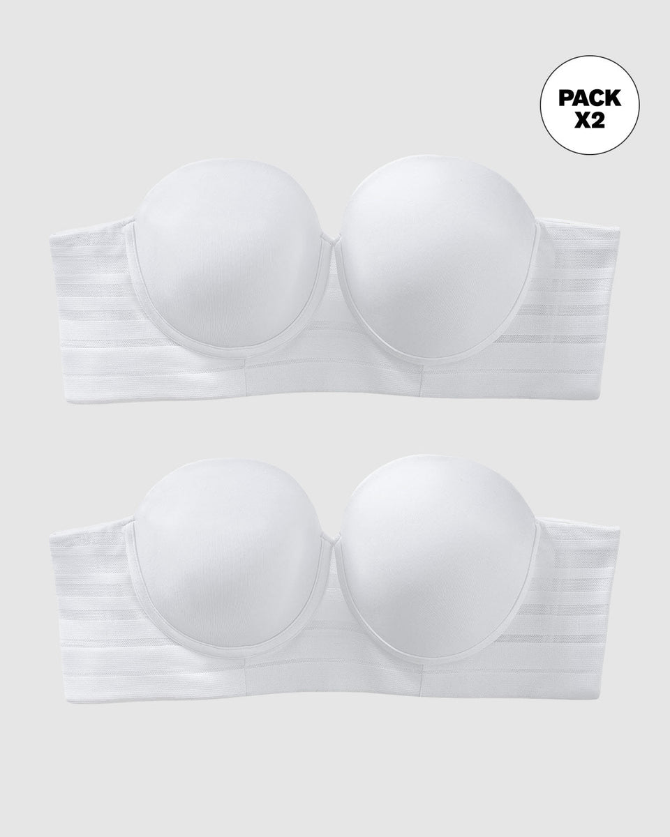 Paquete x2 brasieres tipo bustier support strapless