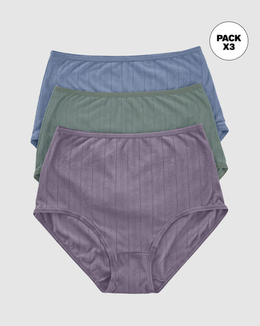 Paquete x 3 Panties Clásicos con Excelente Cubrimiento#color_s24-lila-empolvado-verde-azul-empolvado