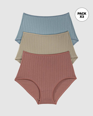 Paquete x 3 Panties Clásicos con Excelente Cubrimiento#color_s28-azul-claro-cafe-medio-verde-medio