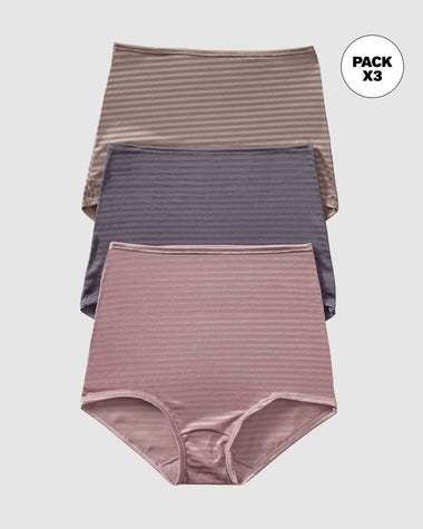 Paquete x 3 Panties Clásicos con Máximo Cubrimiento#color_s26-palo-de-rosa-gris-claro-gris-oscuro