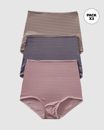 Paquete x 3 Panties Clásicos con Máximo Cubrimiento#color_s26-palo-de-rosa-gris-claro-gris-oscuro