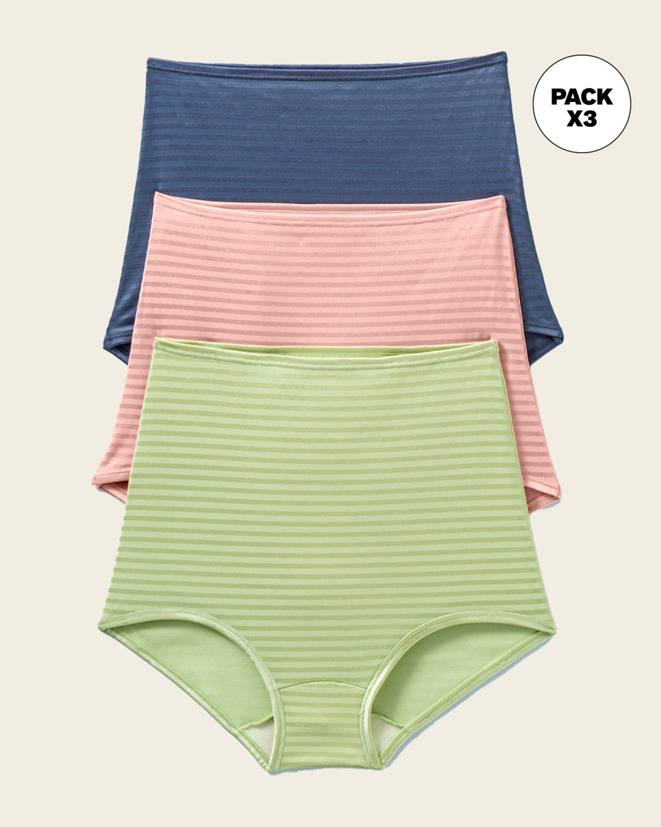 Paquete x 3 panties clásicos con máximo cubrimiento