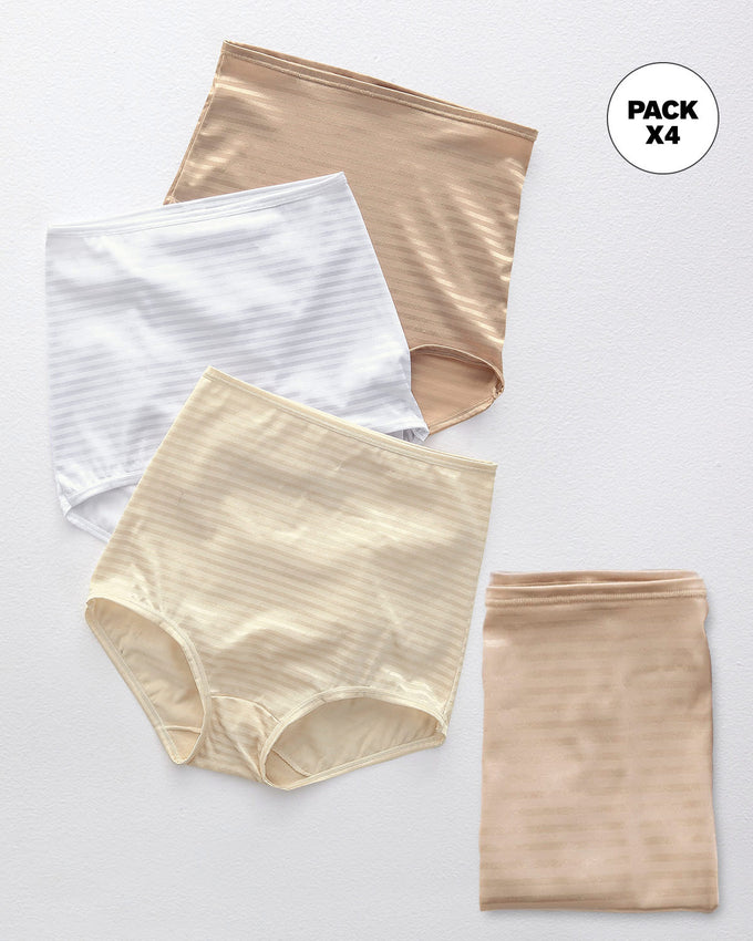 Paquete x 4 panties clásicos con máximo cubrimiento#color_s01-cafe-claro-blanco-marfil