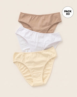 Paquete x 3 panties tipo bikini con buen cubrimiento#color_s08-beige-marfil-blanco