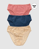 Paquete x 3 panties tipo bikini con buen cubrimiento