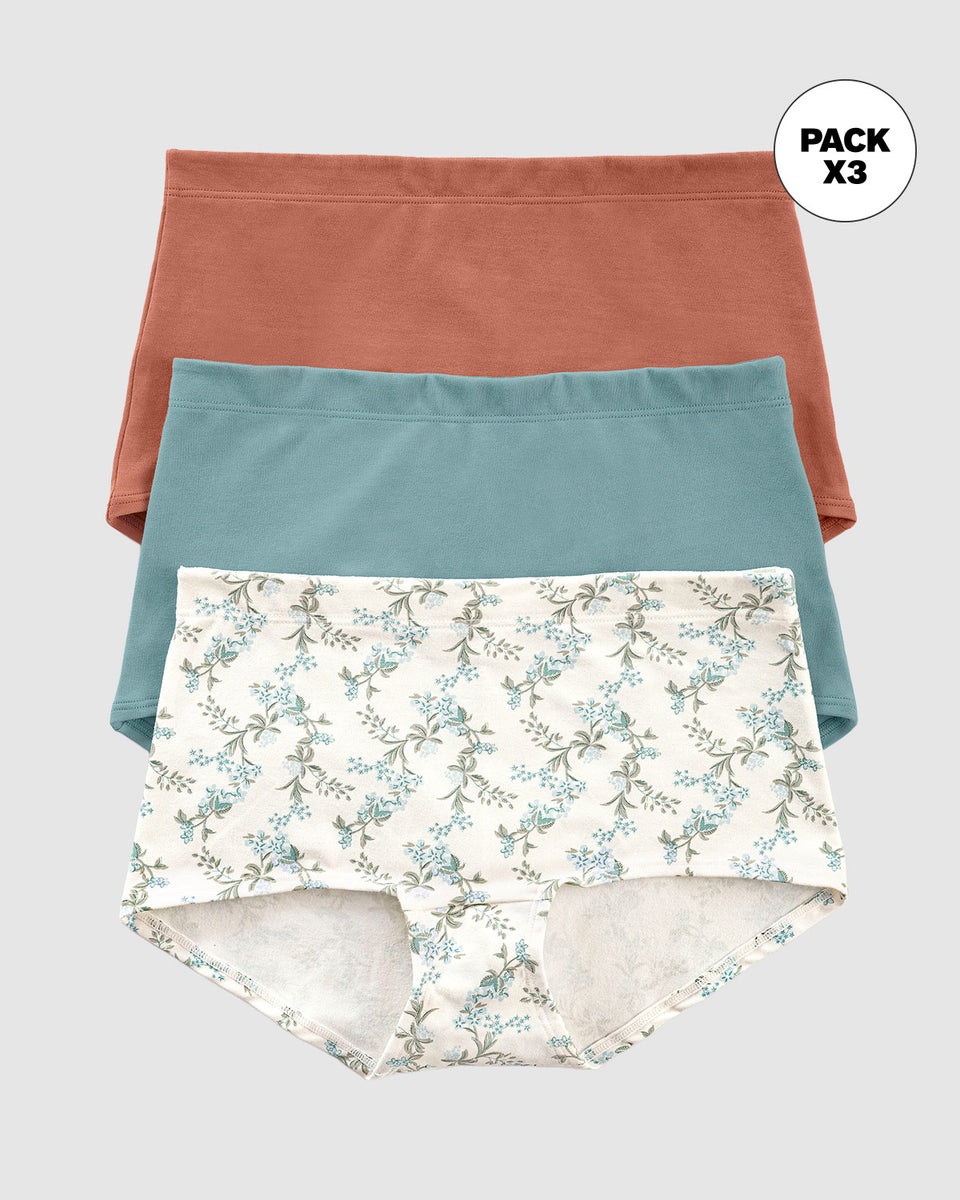 Paquete x 3 bóxers cortos con algodón elástico