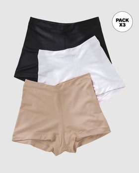 Paquete x 3 panty estilo bóxer de ajuste perfecto#color_s01-blanco-negro-cafe-claro