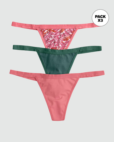 Paquete x 3 tangas brasileras de tiro bajo#color_s45-estampado-flores-verde-rosado