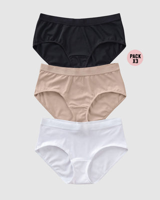 Paquete x 3 hípsters cómodos y suaves de buen cubrimiento#color_s01-blanco-negro-cafe-claro