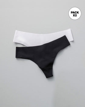 Paquete x 2 panty brasilera invisible ultraplano sin elásticos#color_s01-blanco-negro
