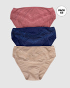 Paquete x 3 panties tipo bikini clásicos y confortables