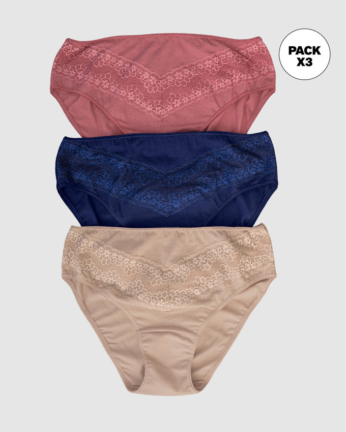 Paquete x 3 panties tipo bikini clásicos y confortables#color_s26-azul-oscuro-habano-rosa