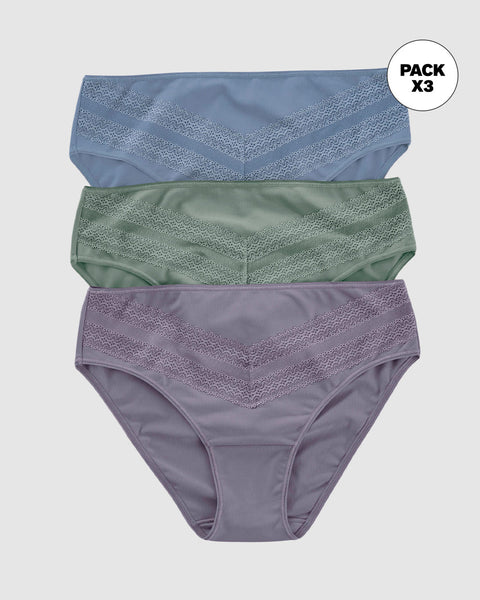 Paquete x 3 Panties tipo Bikini Clásicos y Confortables#color_s29-lila-empolvado-verde-azul-empolvado