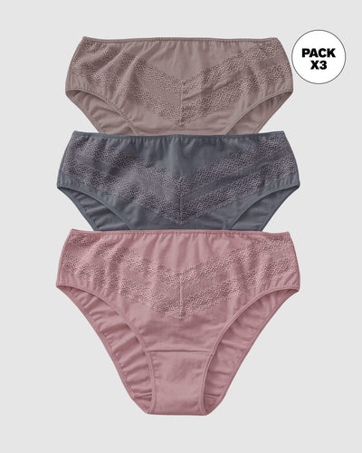 Paquete x 3 Panties tipo Bikini Clásicos y Confortables#color_s31-palo-de-rosa-gris-claro-gris-oscuro