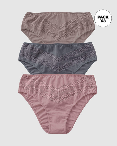 Paquete x 3 Panties tipo Bikini Clásicos y Confortables#color_s31-palo-de-rosa-gris-claro-gris-oscuro