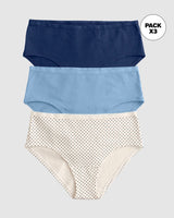 Paquete x 3 Panty Clásico de Máxima Comodidad y Frescura#color_s30-azul-claro-puntos-azul-oscuro