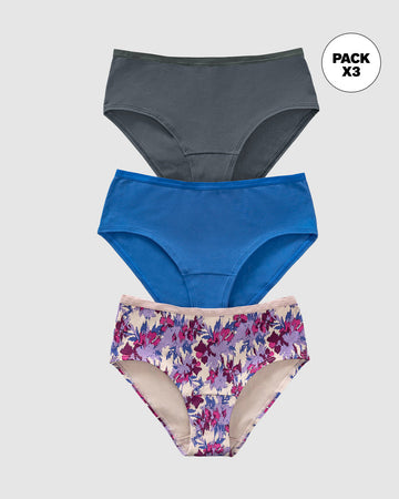 Paquete x 3 Panty Clásico de Máxima Comodidad y Frescura#color_s33-gris-estampado-manchas-azul-rey