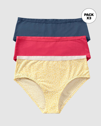 Paquete x 3 panties clásicos de máxima comodidad y frescura#color_s36-fondo-amarillo-estampado-coral-azul