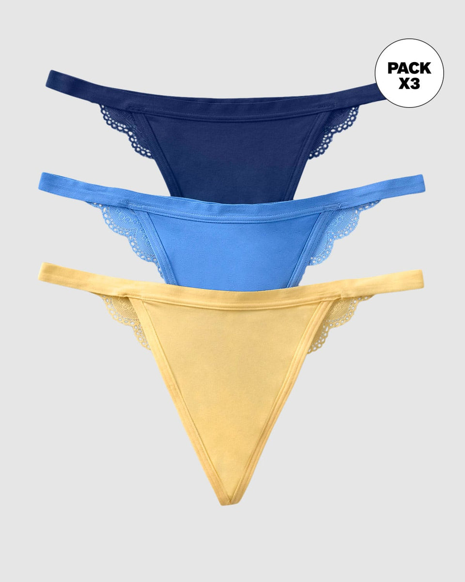 Paquete x 3 brasileras descaderadas con encaje