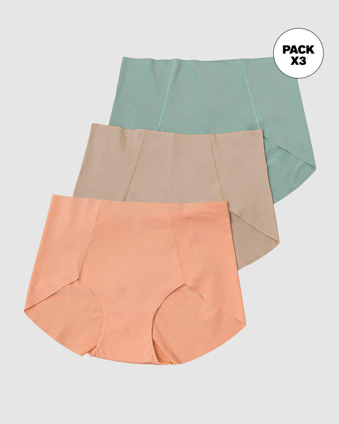 Paquete x 3 panties de apariencia invisible#color_s19-mandarina-gris-verdoso-cafe-claro
