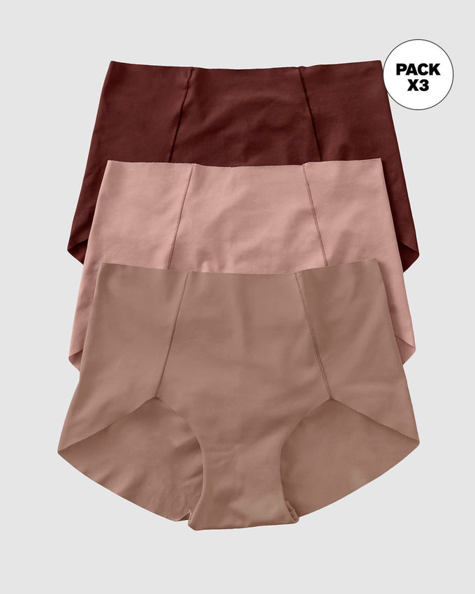 Paquete x 3 panties en tela ultradelgada#color_s20-cafe-medio-ocre-rosa-vieja