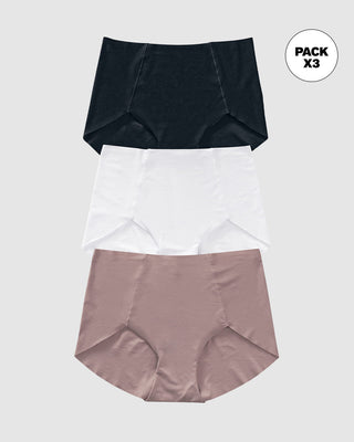 Paquete x 3 panties clásicos de apariencia invisible#color_s26-rosado-blanco-negro