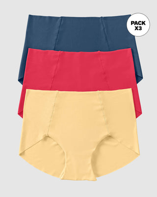 Paquete x 3 panties clásicos de apariencia invisible#color_s29-amarillo-azul-coral