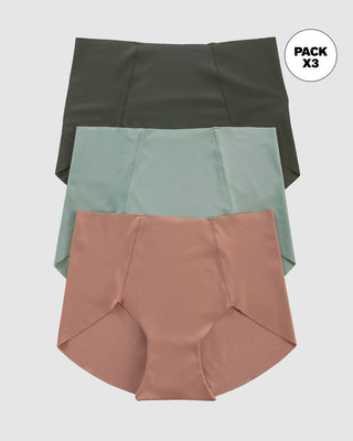 Paquete x 3 panties clásicos de apariencia invisible#color_s30-verde-oscuro-terracota-verde-azul