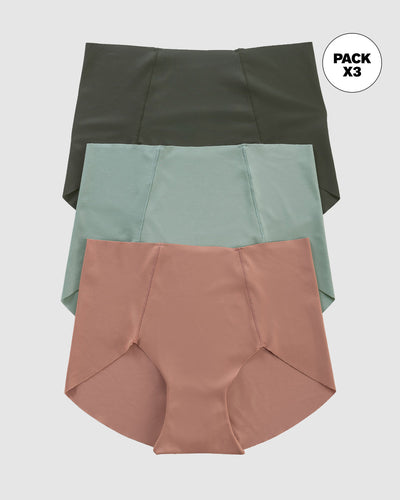 Paquete x 3 panties clásicos de apariencia invisible#color_s30-verde-oscuro-terracota-verde-azul