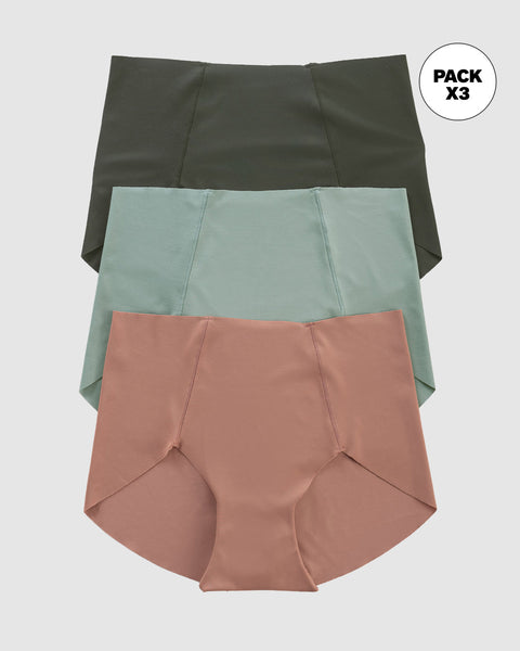 Paquete x 3 panties clásicos de apariencia invisible#color_s30-verde-oscuro-terracota-verde-azul
