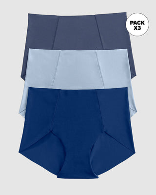 Paquete x 3 panties clásicos de apariencia invisible#color_s31-azul-grisaceo-azul-oscuro-azul-claro