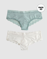 Paquete x 2 panties cacheteros en encaje y tul#color_s42-marfil-verde