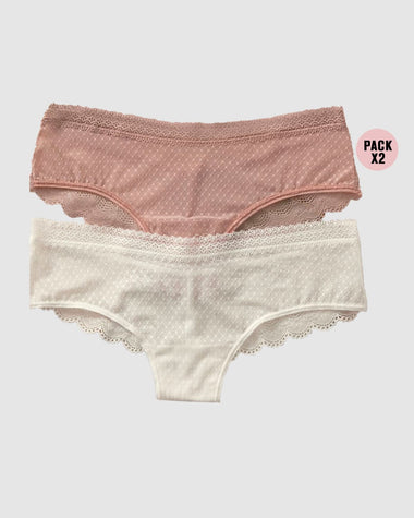 Paquete x 2 panties cacheteros en encaje y tul#color_s44-rosa-perla